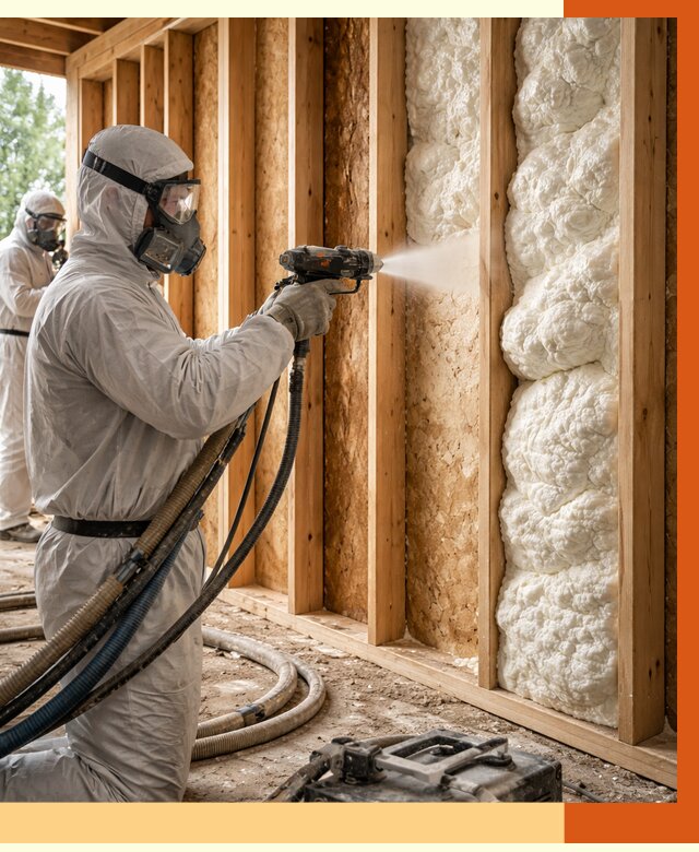 Утепление каркасного дома ППУ в Борисоглебске от 2913 руб./м2 — работа под ключ | ТепломастерБрс