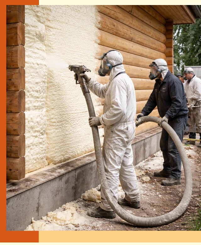 Утепление дома из бруса пенополиуретаном в Борисоглебске