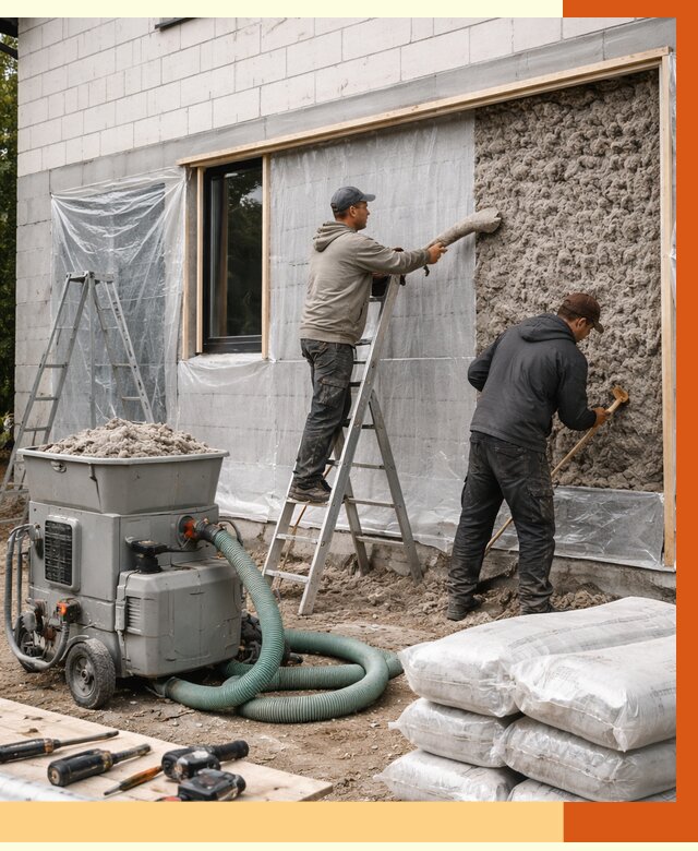 Утепление дома из газобетона эковатой в Борисоглебске от 4682 руб./м2 | ТепломастерБрс