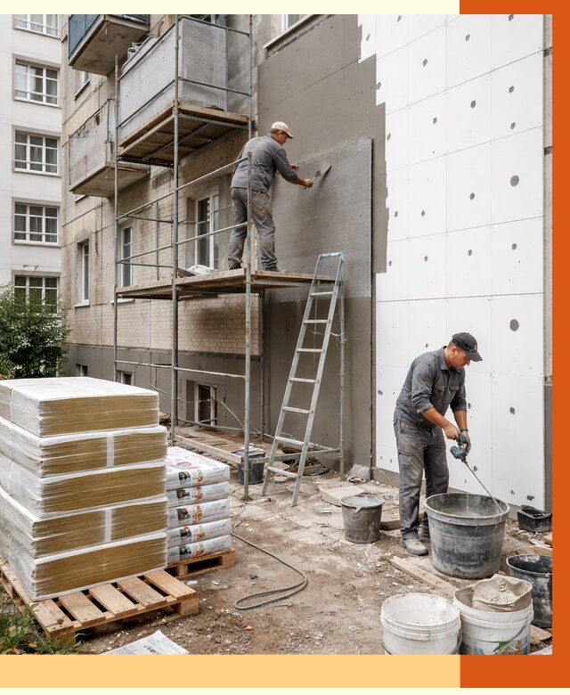 Утепление квартиры снаружи в Борисоглебске от 6398 руб/м2 под ключ | ТепломастерБрс