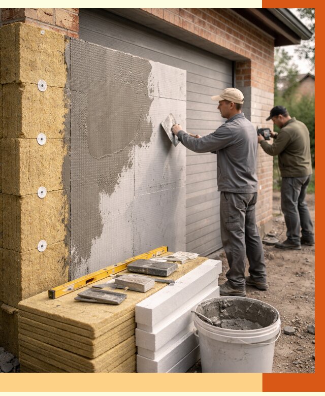 Утепление гаража снаружи в Борисоглебске от 4370 руб. за м2 — наружное утепление под ключ | ТепломастерБрс