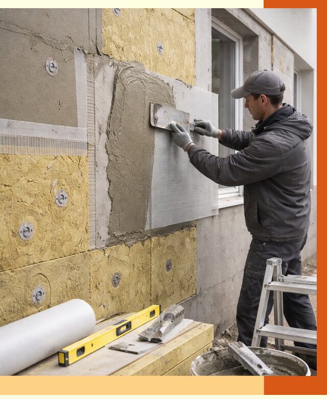 Утепление фасада под штукатурку в Борисоглебске от 4370 руб/м2 — монтаж пенопластом и минватой | ТепломастерБрс