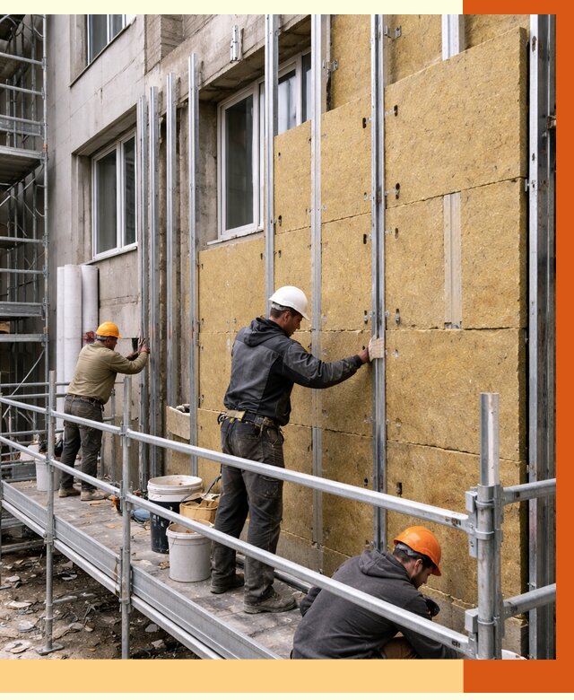 Утепление вентилируемого фасада в Борисоглебске от 5826 руб/м2 — монтаж и утепление вентфасад | ТепломастерБрс