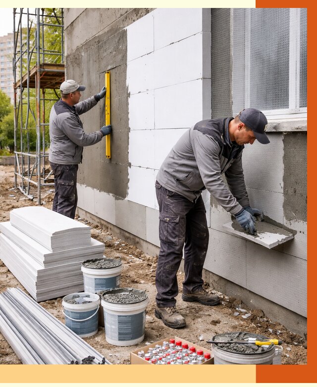 Утепление фасада и стен снаружи в Борисоглебске от 4370 руб. | ТепломастерБрс