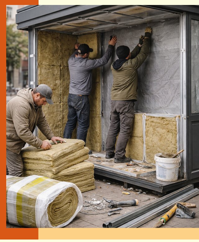 Утепление павильона шаурмы под ключ в Борисоглебске