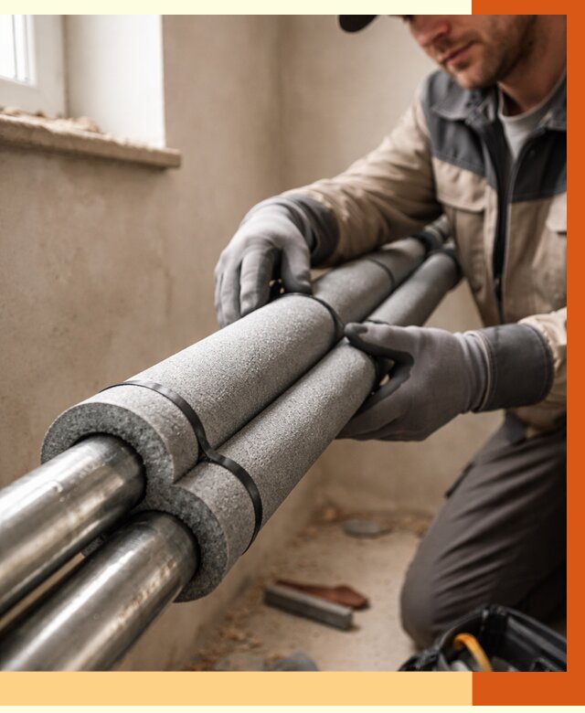 Утепление труб отопления в Борисоглебске от 2965 руб. за м² — услуги под ключ | ТепломастерБрс