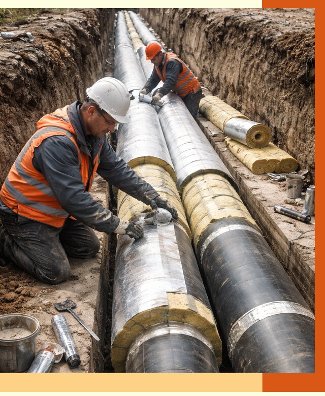 Утепление теплотрассы в Борисоглебске от 4682 руб./м2 — ппу и комплексная изоляция | ТепломастерБрс