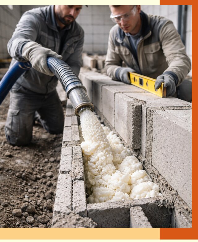 Заполнение колодцевой кладки ППУ в Борисоглебске от 4370 руб. за м2 | ТепломастерБрс