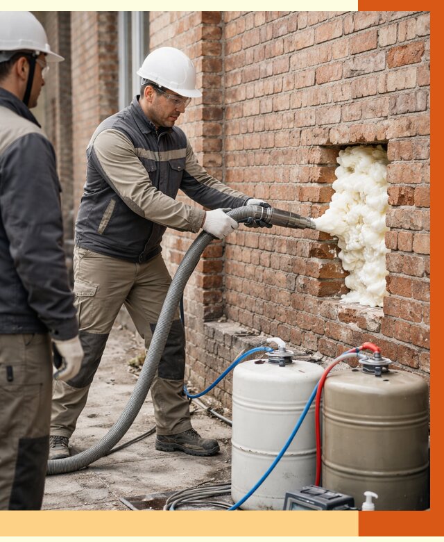 Заливка ППУ в пустоты кирпичной стены в Борисоглебске от 2861 руб. | ТепломастерБрс