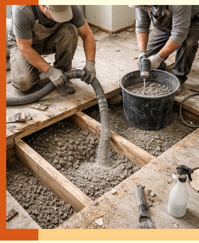 Заполнение пустот пола в Борисоглебске полиуретаном и пенополистиролом