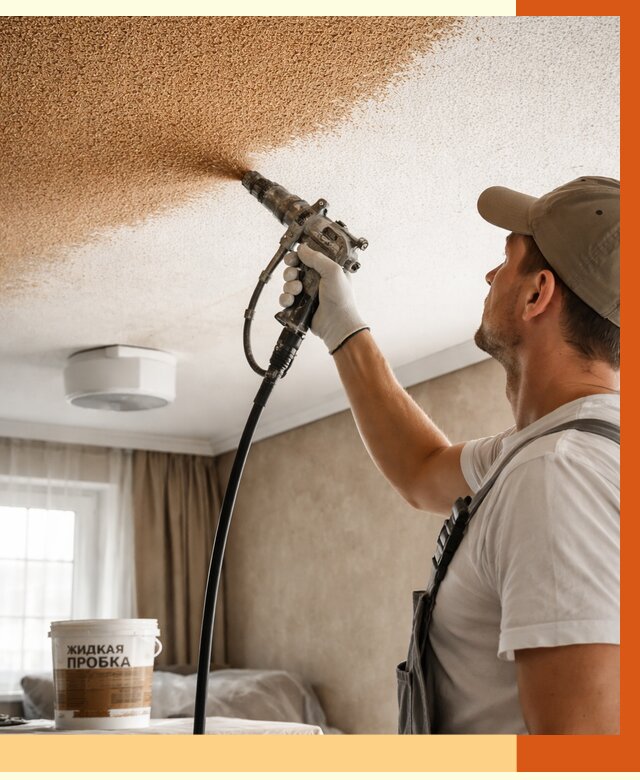 Утепление потолка жидкой пробкой в Борисоглебске от 3641 руб. | ТепломастерБрс